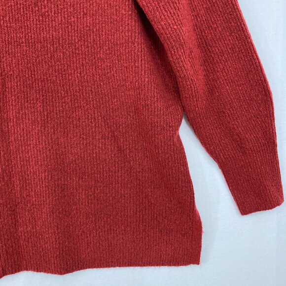 New Halogen size XL Red V neck Rib Knit Side Slit Cozy Knit Tunic Sweater - Picture 5 of 13